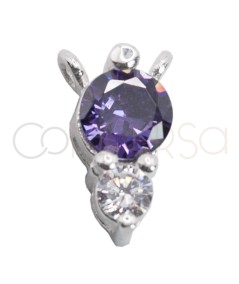 Entrepieza doble circonita Tanzanite 5 x 8mm Plata 925