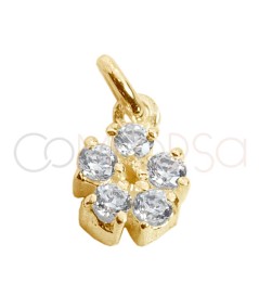 Gold-plated sterling silver 925 pendant with zirconia flower 5mm