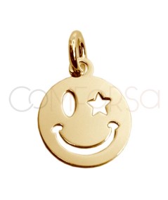 Gold-plated sterling silver 925 smiley pendant 10mm