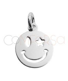 Gold-plated sterling silver 925 smiley pendant 10mm