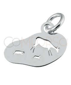 Sterling silver 925 Altamira animals pendant 12 x 9mm