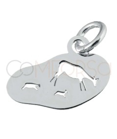 Sterling silver 925 animals cave painting pendant 12 x 9mm