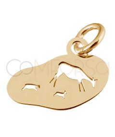 Gold-plated sterling silver 925 animals cave painting pendant 12 x 9mm
