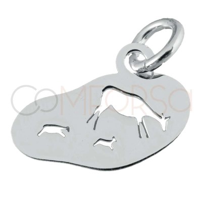 Gold-plated sterling silver 925 Altamira animals pendant 12 x 9mm