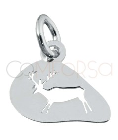 Sterling silver 925 deer cave painting pendant 9.5 x 8mm