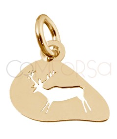 Gold-plated sterling silver 925 Altamira deer pendant 9.5 x 8mm