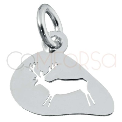 Gold-plated sterling silver 925 Altamira deer pendant 9.5 x 8mm