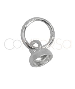 Sterling silver 925 End closed cap with jump ring 3.2 mm (inner hole)