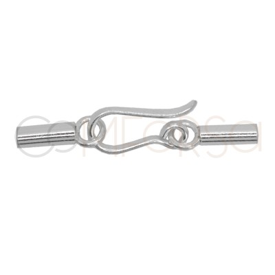 Terminal de tubo de 1.6 mm con cierre de gancho Plata 925