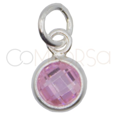 Colgante mini circonita rosa 4.5mm Plata 925 chapada en oro