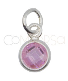 Colgante mini circonita rosa 4.5mm Plata 925