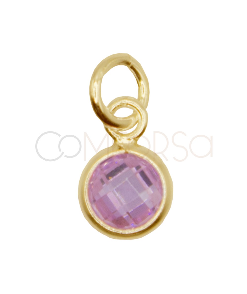 Colgante mini circonita rosa 4.5mm Plata 925 chapada en oro