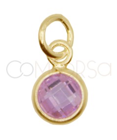 Colgante mini circonita rosa 4.5mm Plata 925 chapada en oro