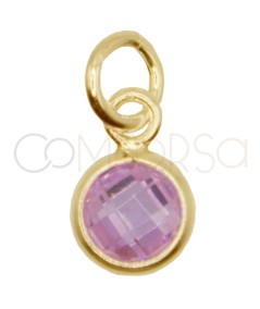 Gold-plated sterling silver 925 mini pink zirconia pendant 4.5mm