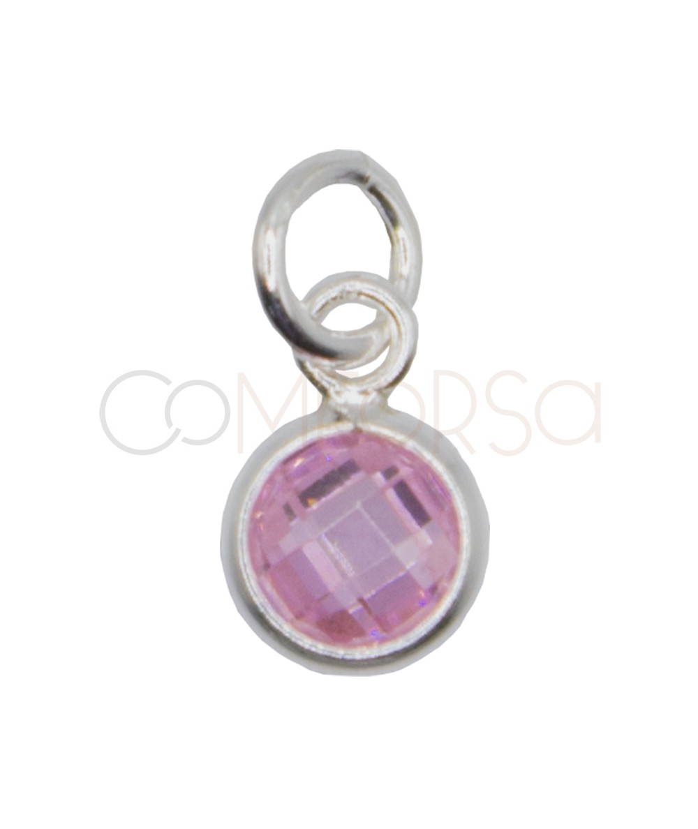 Colgante mini circonita rosa 4.5mm Plata 925