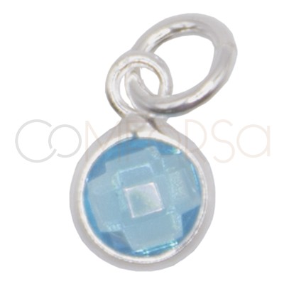 Gold-plated sterling silver 925 mini aquamarine zirconia pendant 4.5mm