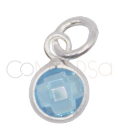 Gold-plated sterling silver 925 mini aquamarine zirconia pendant 4.5mm