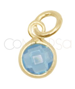 Gold-plated sterling silver 925 mini aquamarine zirconia pendant 4.5mm