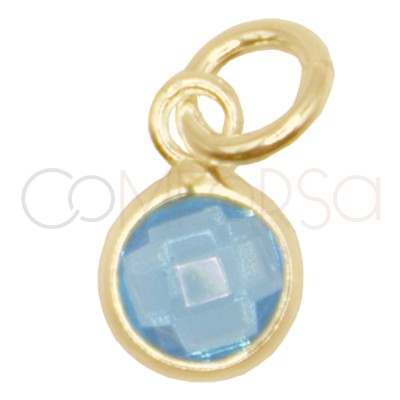 Colgante mini circonita agua marina 4.5mm Plata 925 chapada en oro