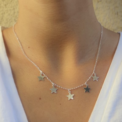 Sterling silver 925 choker with stars