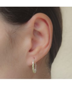 Sterling silver 925 hoop earrings with Peridot stones 12mm