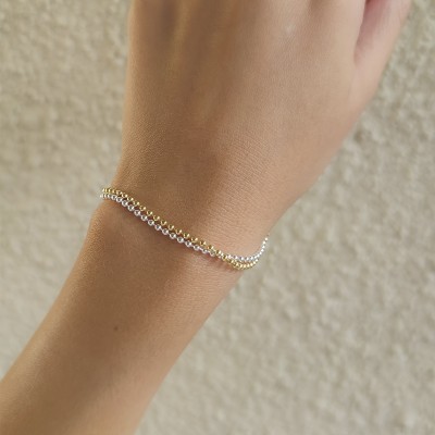 Gold-plated sterling silver 925 bracelet with beads 2mm