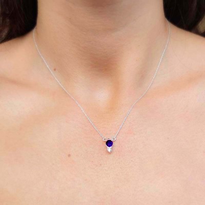 Gold-plated sterling silver 925 double zirconia pendant Tanzanite 5 x 10mm