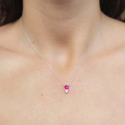 Entrepieza doble circonita Ruby 5 x 8mm Plata chapada en oro