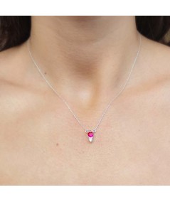 Sterling silver 925 double zirconia pendant Ruby 5 x 10mm
