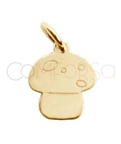 Gold-plated sterling silver 925 mini mushroom pendant 6 x 9mm