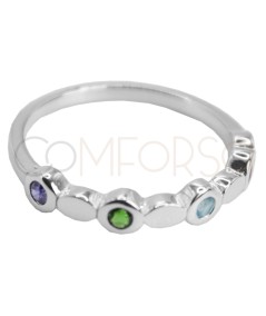 Sterling silver 925 ring with intercalated colored zirconias