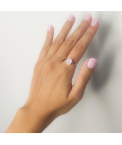 Sterling silver 925 ring with rose quartz 7 x 9mm