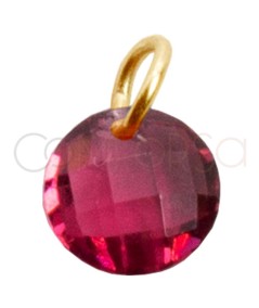 Gold-plated sterling silver 925 Pink floating zirconia pendant 6mm