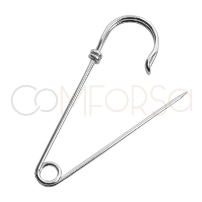 Sterling silver 925 Safety pin without jumpring 41 x 19 mm