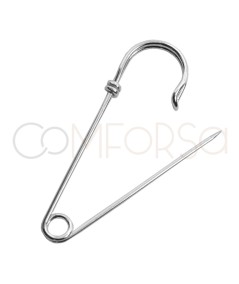 Sterling silver 925 Safety pin without jumpring 41 x 19 mm