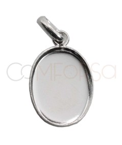 Sterling silver 925 bezel cup pendant 12 x 16 mm