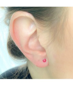 Sterling silver 925 Pink Tourmaline stone earrings 4mm