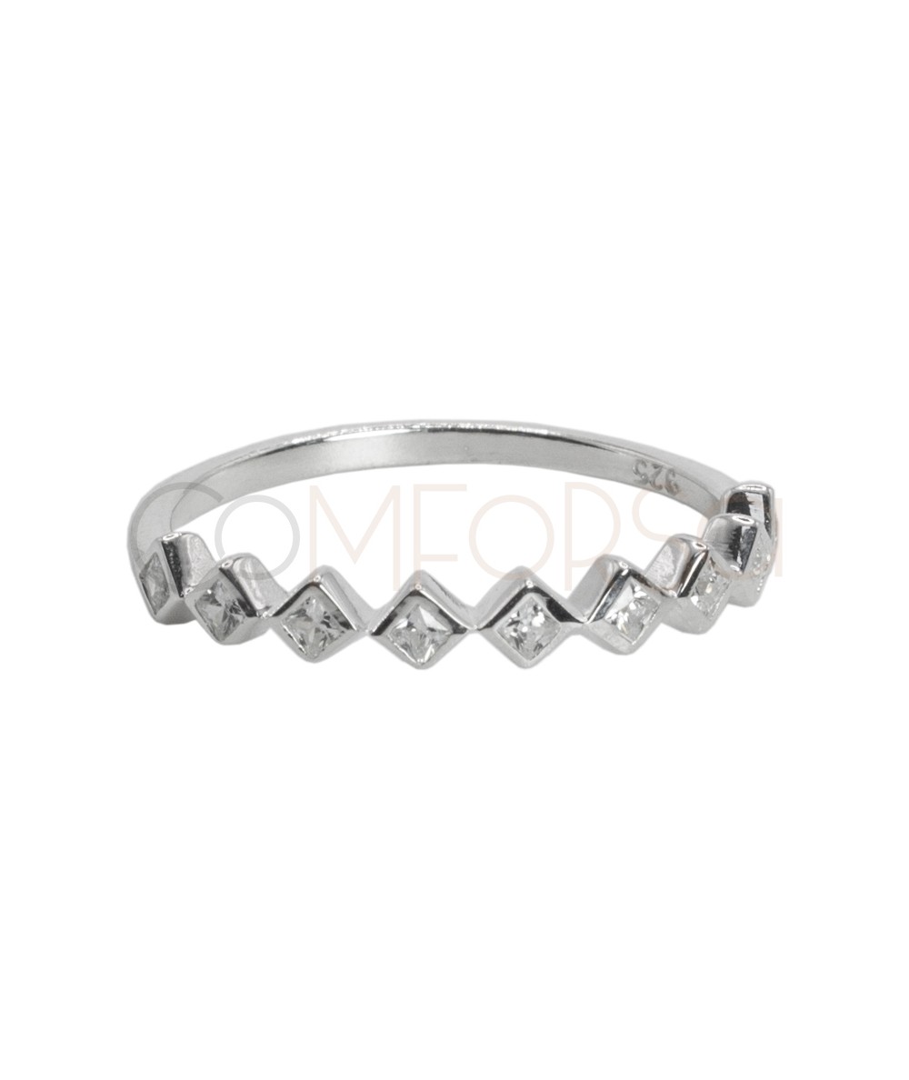 Anillo rombos con circonitas Plata 925