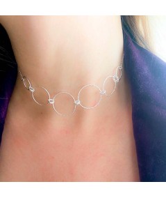 Sterling silver 925 choker with degraded diamond circles