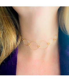 Gold-plated sterling silver 925 choker with degraded diamond circles