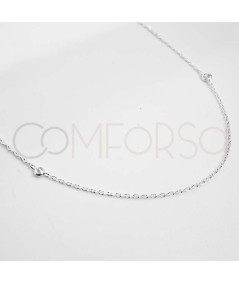 Sterling silver 925 stoned cable chain with two zirconias