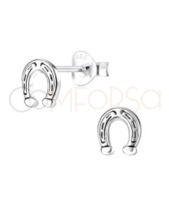 Sterling silver 925 horseshoe earrings with details 6 x 7mm