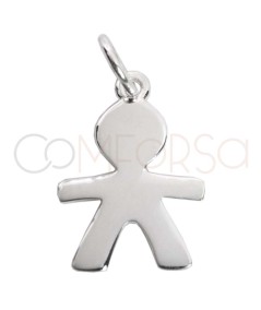 Engraving + Sterling silver 925 cut-out boy figure pendant 12 x 17mm