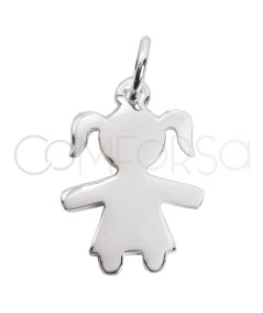 Engraving + Sterling silver 925 cut-out girl figure pendant 12 x 17mm