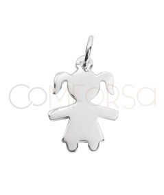 Colgante mini figura niña 9 x 12mm Plata 925