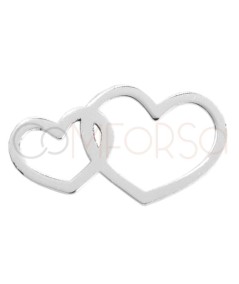 Sterling silver 925 double cut-out heart connector 14 x 8mm