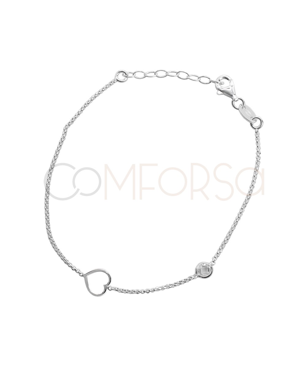 Pulsera con corazón y circonita Plata 925