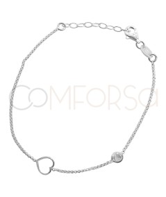 Pulsera con corazón y circonita Plata 925