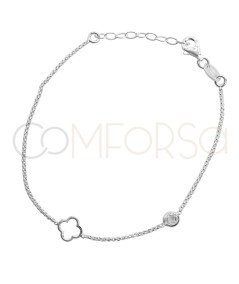 Sterling silver 925 bracelet with clover & zirconia connector