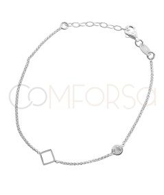 Sterling silver 925 bracelet with rhombus & zirconia connector